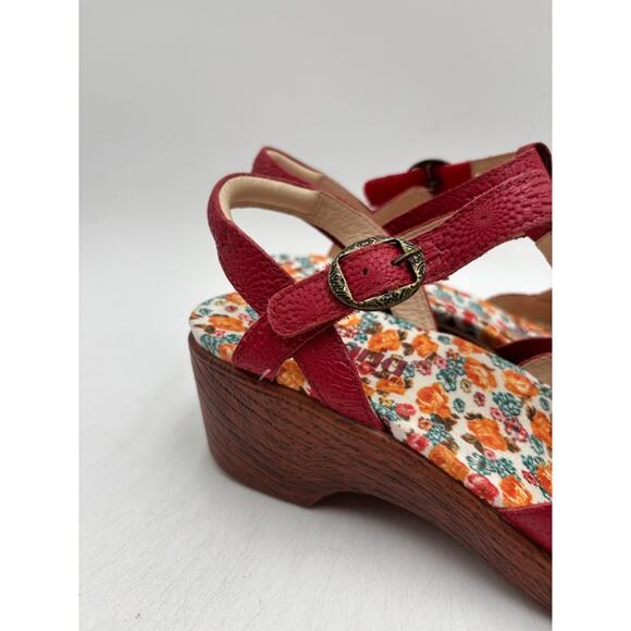 Alegria SUMMER SUM-7530 Women's NEW Leather Wedge Sandal Red EU Size 37 NIB - Picture 3 of 11